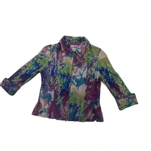 Joseph Ribkoff Water  Colour Lined jacket With 3/4 Length Rolled Sleeve 6 - Picture 8 of 11